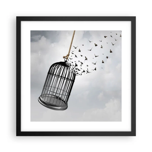 Pôster com moldura preta - Fé... Esperança... Liberdade! - 40x40 cm