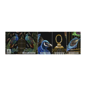 Amostra de papel de parede Premium Sand - Em vestes reais - Abstração, Pavão, Pena de pavão - 100x30 cm
