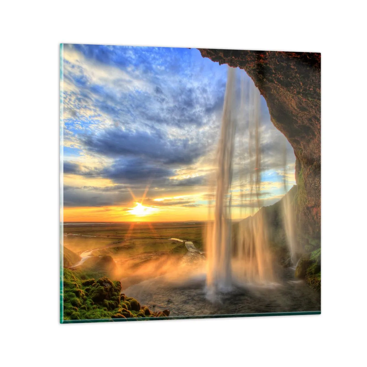 Quadro em vidro - O mundo por trás das gotas - 50x50 cm