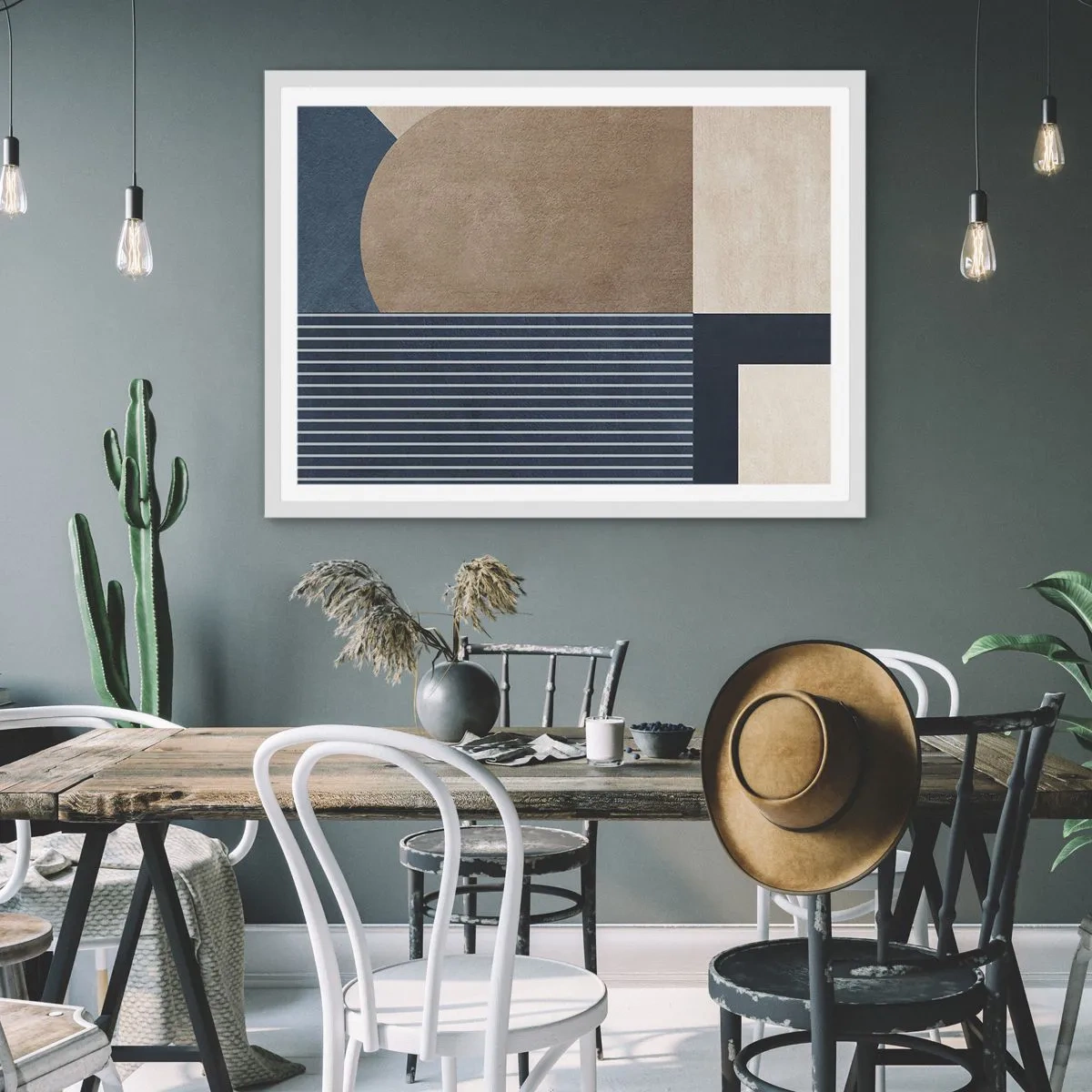 Pôster em moldura branca - Uma composição de simplicidade e redondeza - 100x70 cm