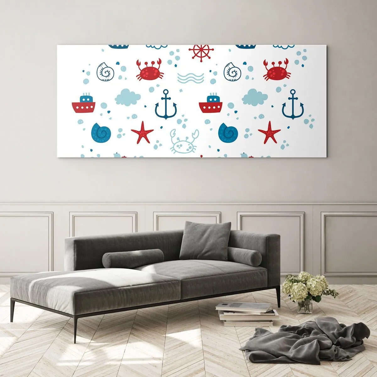Quadro em vidro - Conto de fadas do mar - 90x30 cm