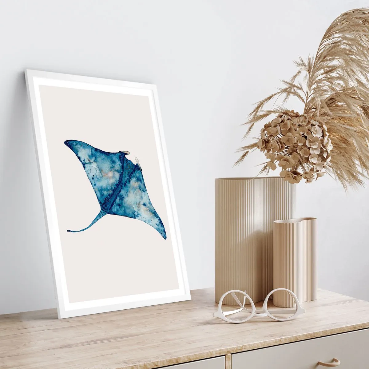 Pôster em moldura branca - A vida em azul - 61x91 cm