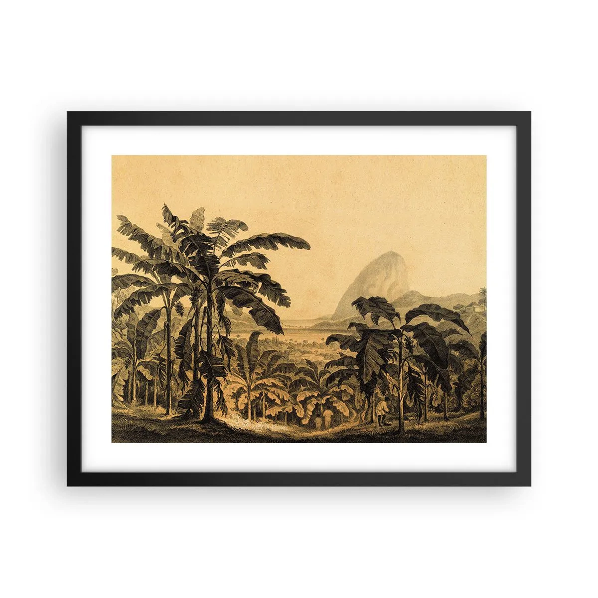 Pôster com moldura preta - num clima colonial - 50x40 cm