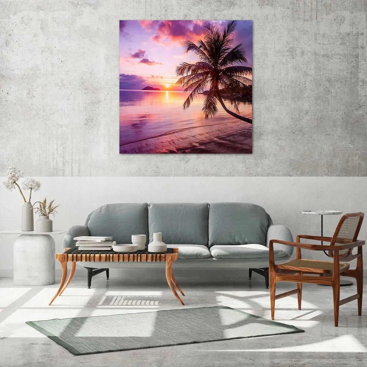 Quadro em vidro - Felicidade no horizonte - 70x70 cm