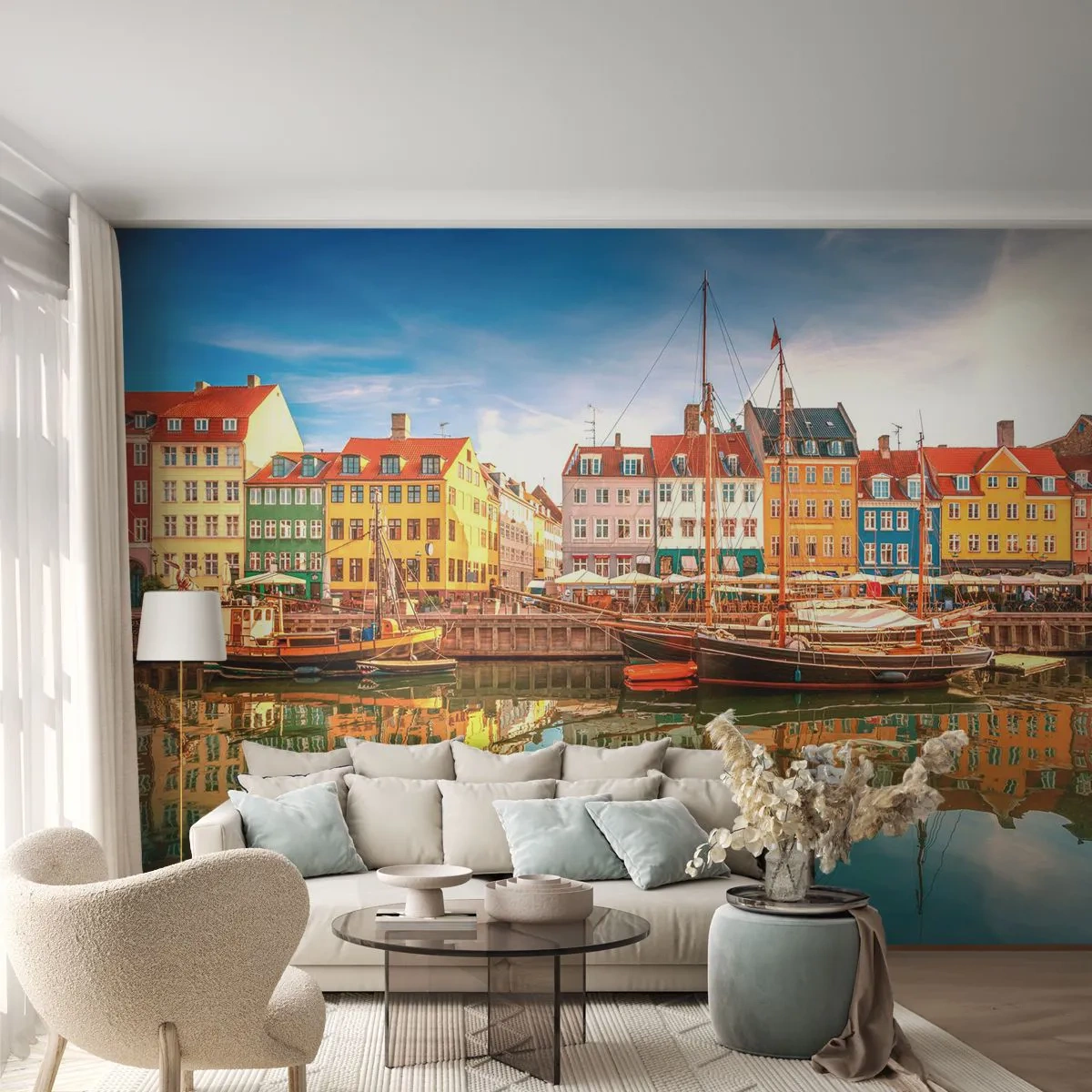 Papel de Parede Premium Canvas - Sobre a água tão lisa como um espelho - Paisagem, Arquitetura, Copenhague - 250x175 cm
