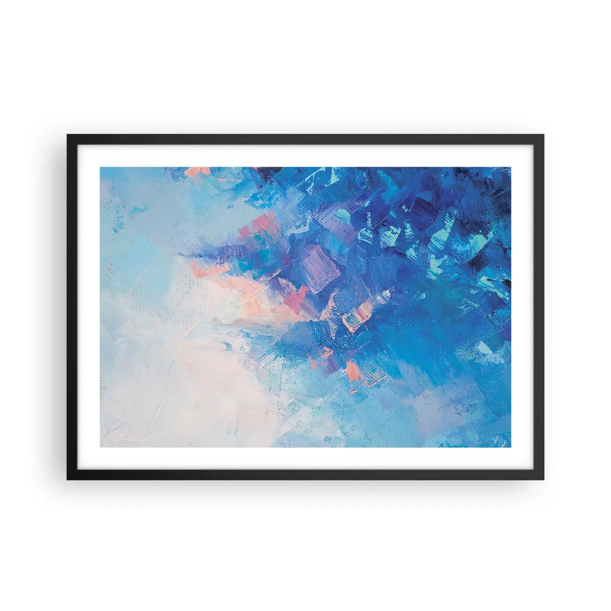 Pôster com moldura preta - Abstração de inverno - 70x50 cm
