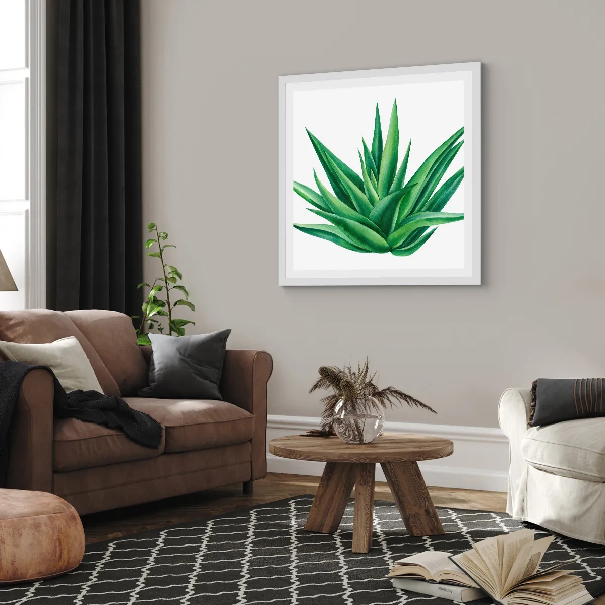 Pôster em moldura branca - Verde – força – vida - 60x60 cm