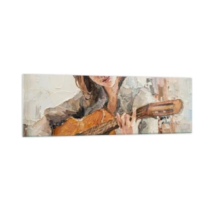 Quadro em vidro - Concerto de violão e coração de rapariga - 160x50 cm