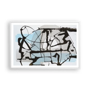 Pôster em moldura branca - Azul mesmo assim - 91x61 cm