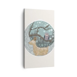 Quadro em tela - Noite na floresta como em um conto de fadas - 45x80 cm