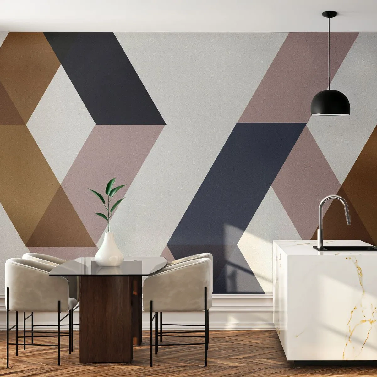 Papel de Parede Premium Sand - Planos e ângulos - Abstração, Pedaço, Arte Moderna - 400x280 cm