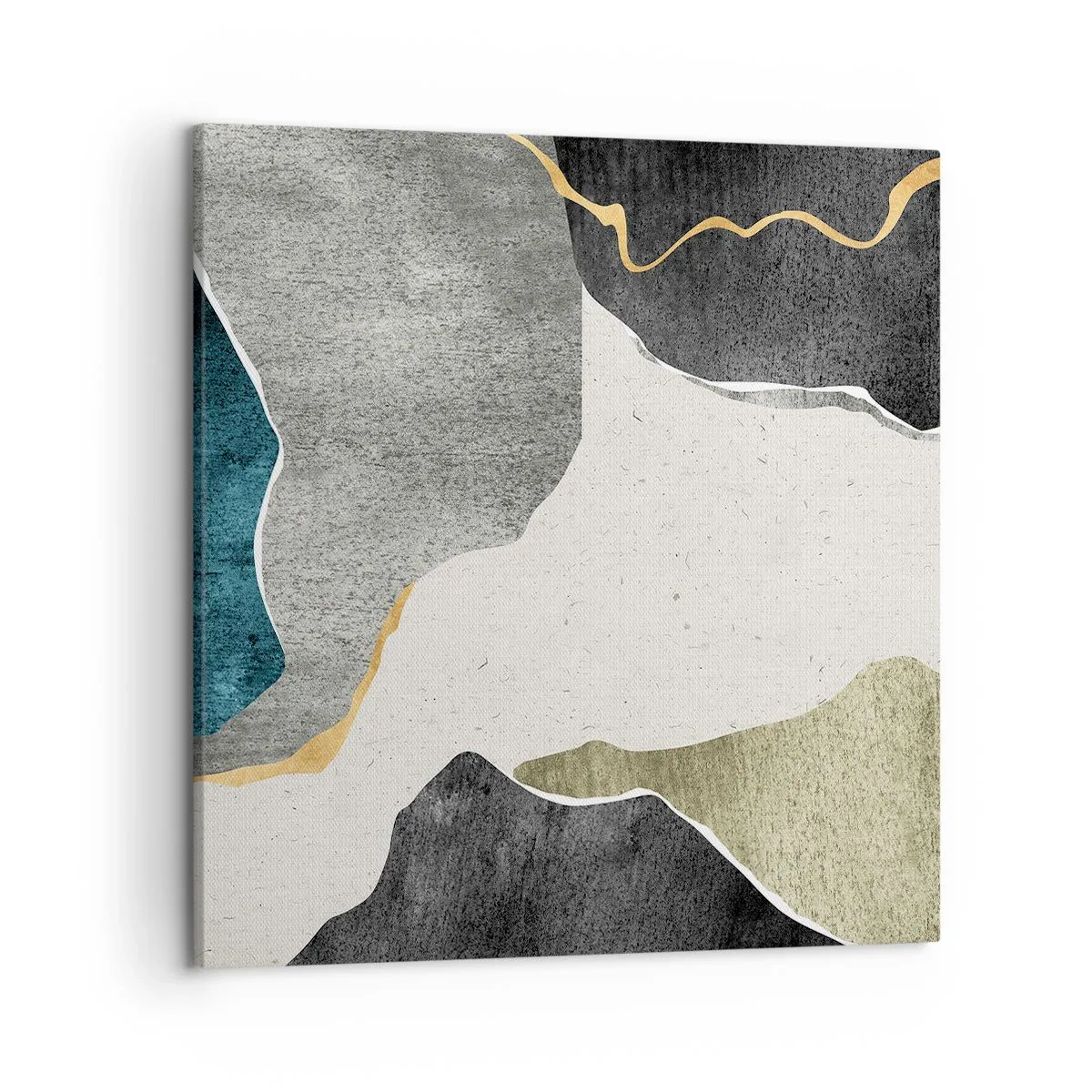 Quadro em tela - Composição de mosaico com fio de ouro - 50x50 cm