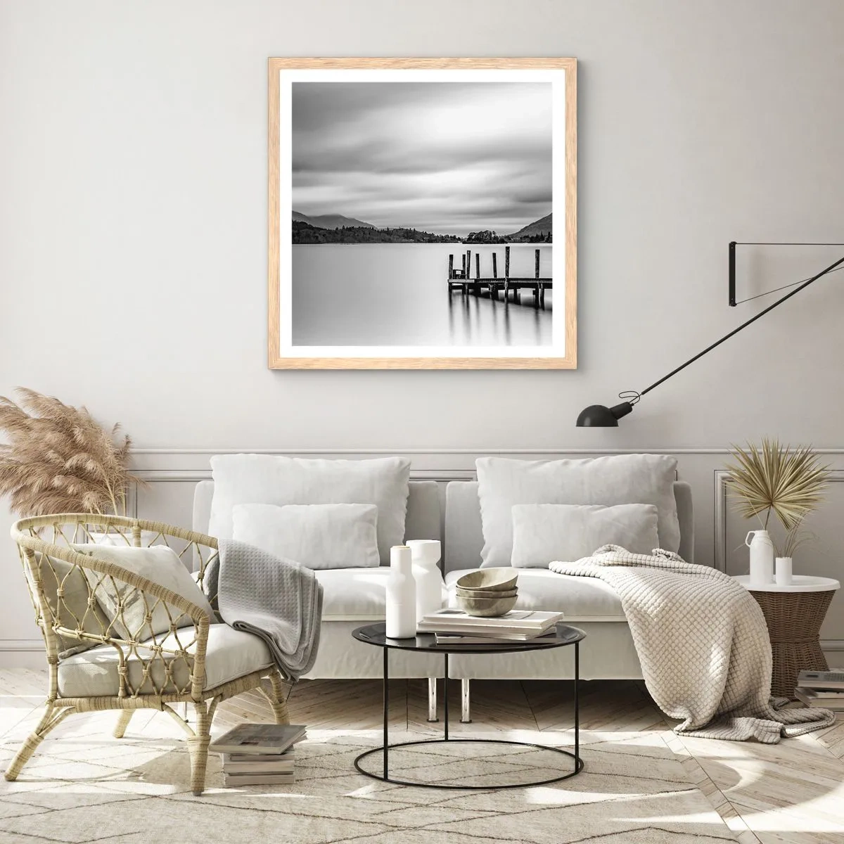 Pôster com moldura de carvalho claro - Gentileza e força - 60x60 cm