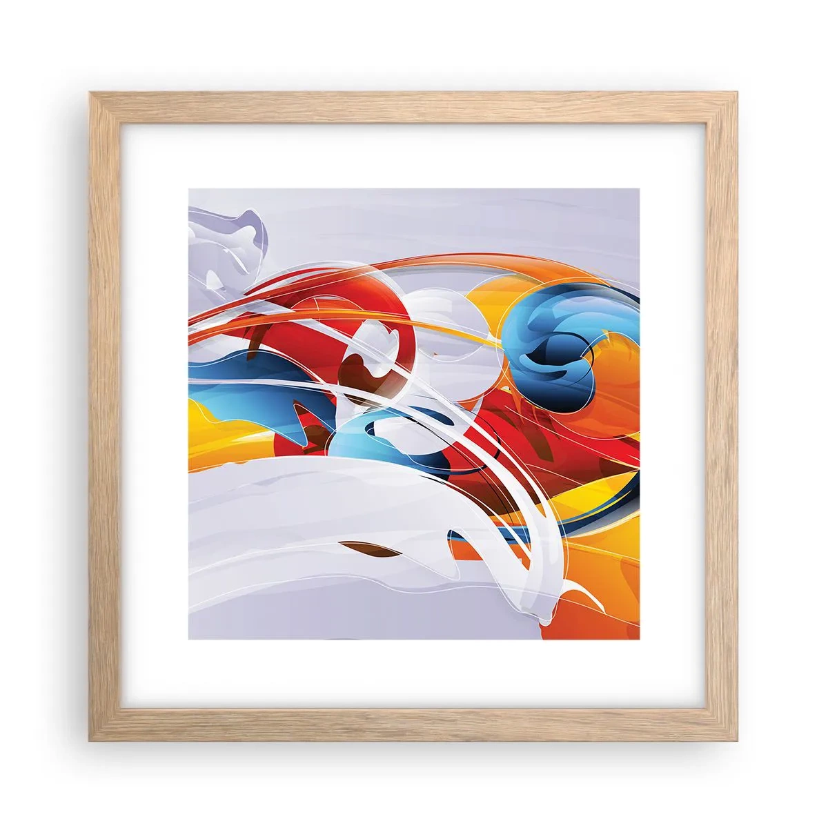 Pôster com moldura de carvalho claro - A dança dos elementos da natureza - 30x30 cm