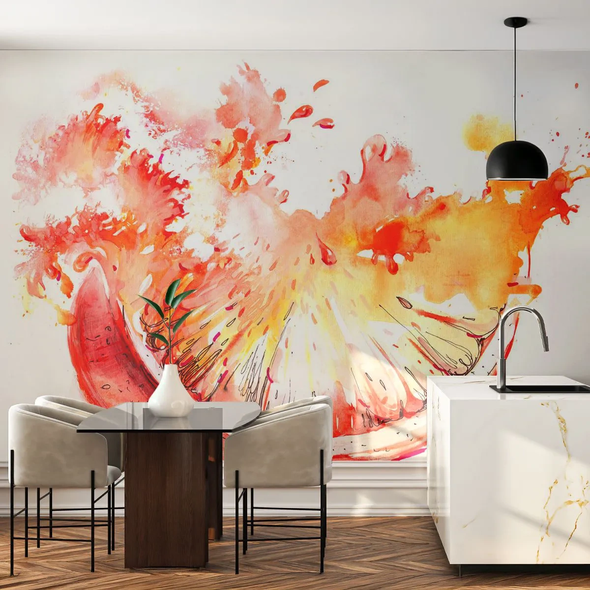 Papel de Parede Autocolante Deluxe Sticker - Refresco suculento - Abstração, Laranja, Gráficos - 400x280 cm