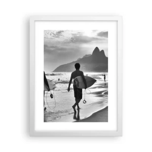 Pôster em moldura branca - Samba para uma onda - 30x40 cm