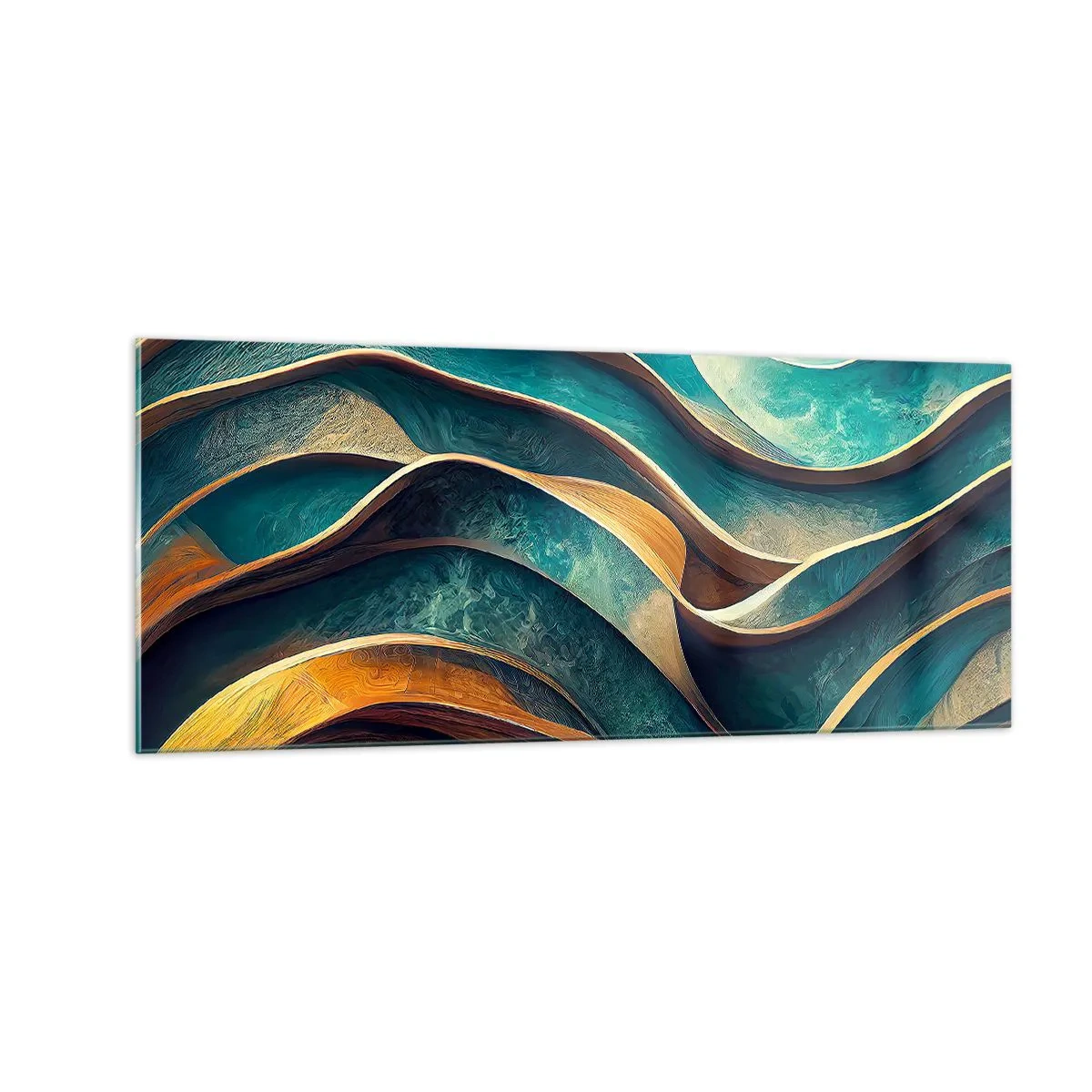 Quadro em vidro - Meandros de azul - 100x40 cm