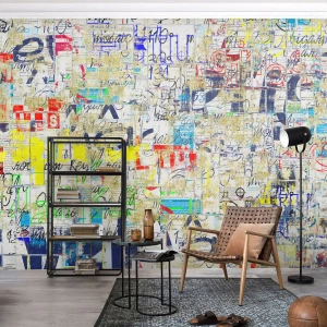 Papel de Parede Standard Eco - Composição abstrata de texto, cores e estruturas - 100x70cm - Simplesmente agradável aos olhos - Decoração de parede moderna para a sala de estar e quarto ARTTOR