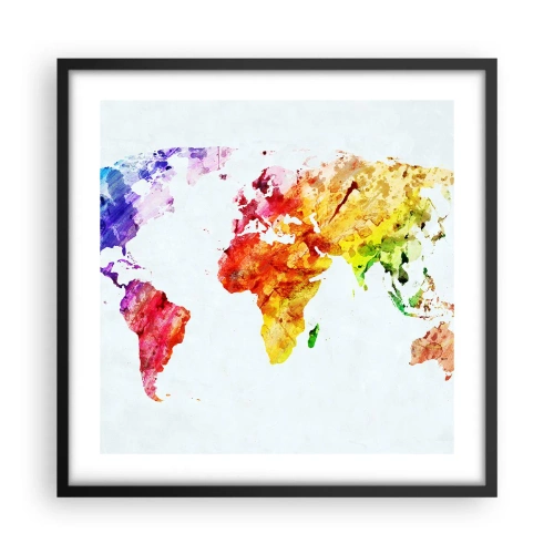 Pôster com moldura preta - Todas as cores do mundo - 50x50 cm