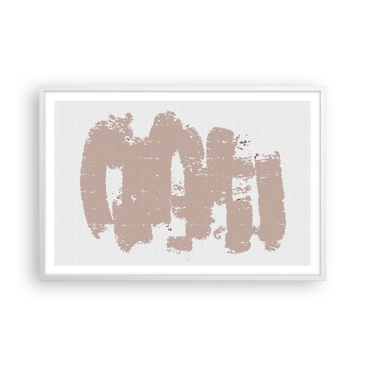 Pôster em moldura branca - Abstração em rosa suave - 91x61 cm