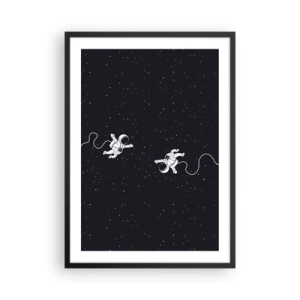 Pôster com moldura preta - Dois astronautas flutuando no espaço - 50x70cm - Emaranhado Cósmico - Decoração de parede moderna para a sala de estar e quarto ARTTOR