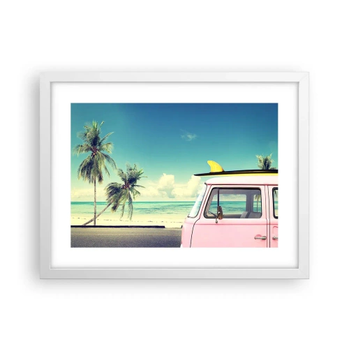 Pôster em moldura branca - Está na hora das férias - 40x30 cm