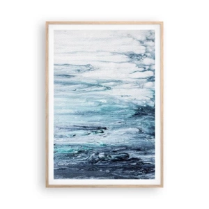 Pôster com moldura de carvalho claro - Estalactites em azul - 70x100 cm