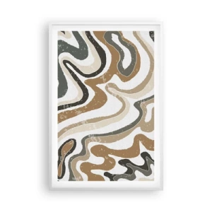 Pôster em moldura branca - Meandros de cores da terra - 61x91 cm