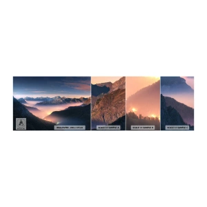 Amostra de papel de parede autocolante Deluxe Sticker - Luz nos vales - Paisagem, Montanhas, Floresta - 100x30 cm