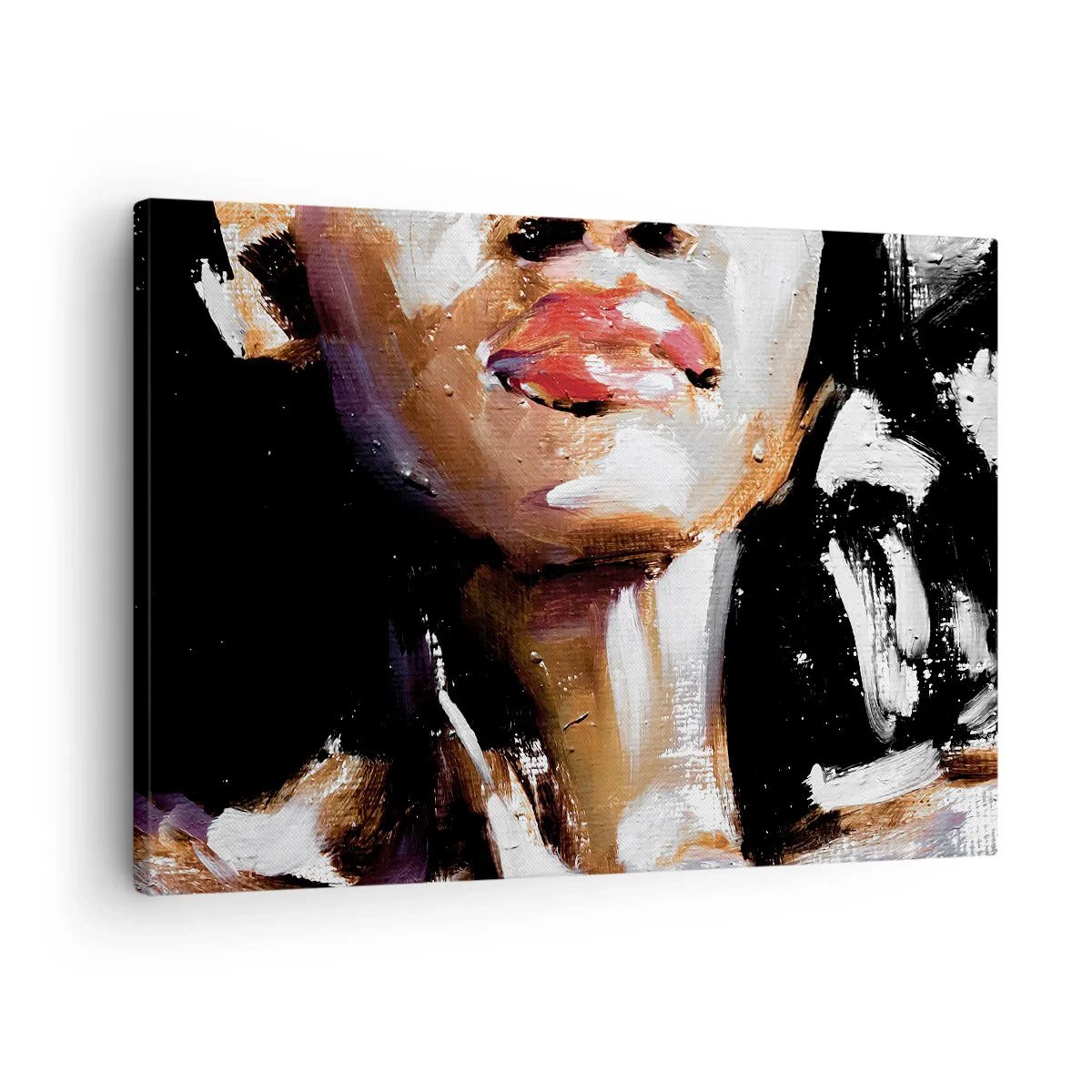 Quadro em tela - Retrato de uma mulher em um estilo pictórico expressivo contra um fundo escuro - 70x50cm - Orgulho sem preconceitos - Decoração de parede moderna para a sala de estar e quarto ARTTOR