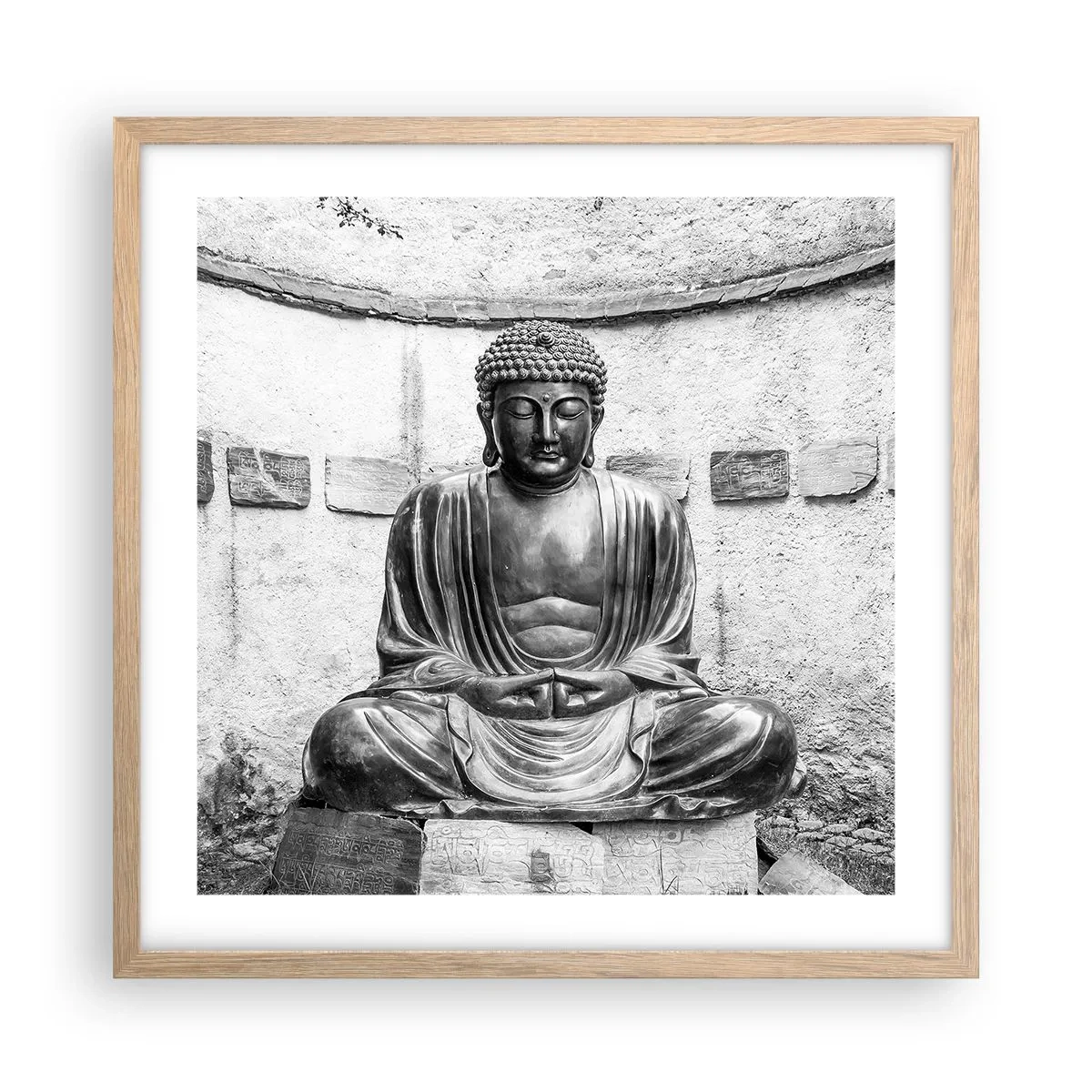 Pôster com moldura de carvalho claro - Na fonte da paz - 50x50 cm