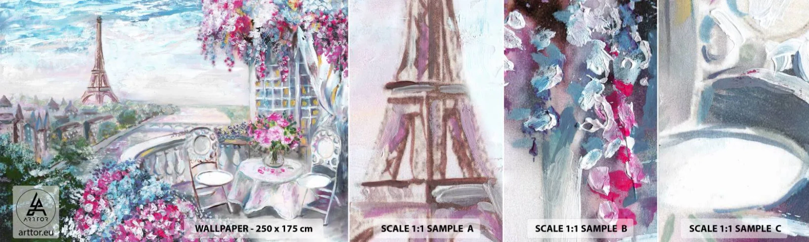 Amostra de Papel de Parede Standard Eco - É mais bonito aqui em maio - Cidade, Torre Eiffel, Paris - 100x30 cm