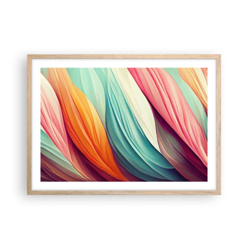 Pôster com moldura de carvalho claro - Tecido arco-íris - 70x50 cm