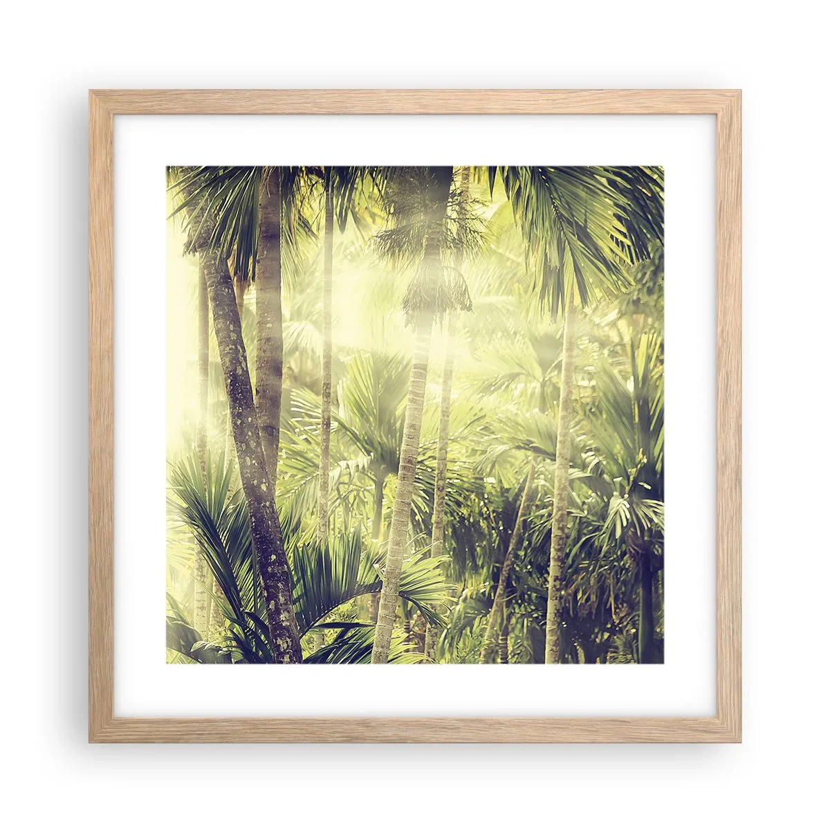 Pôster com moldura de carvalho claro - No calor verde - 40x40 cm