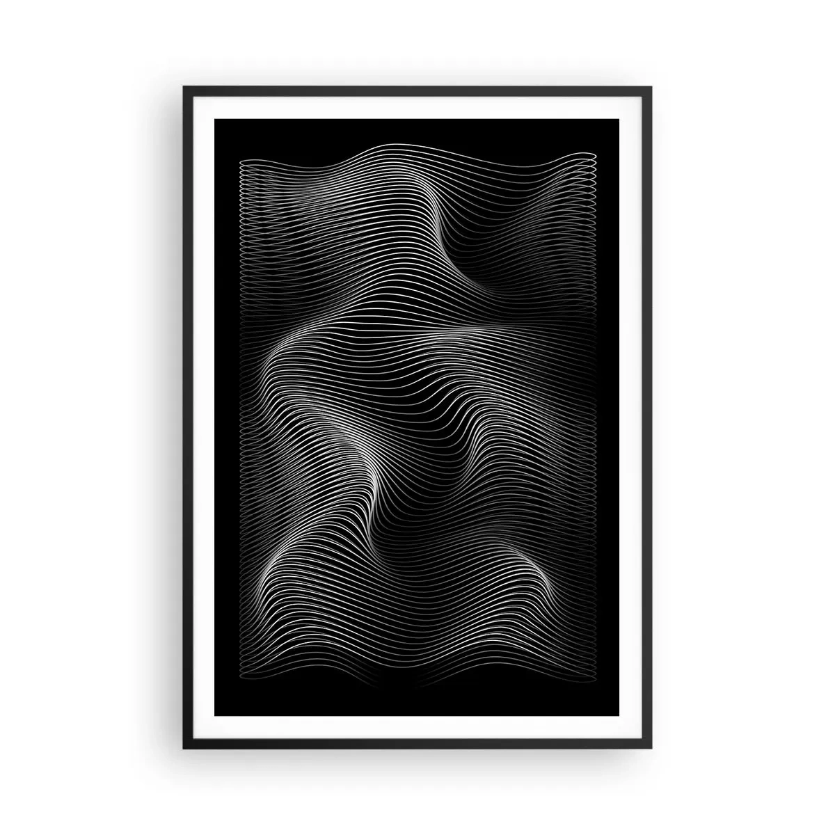 Pôster com moldura preta - Dança de luz no espaço - 70x100 cm