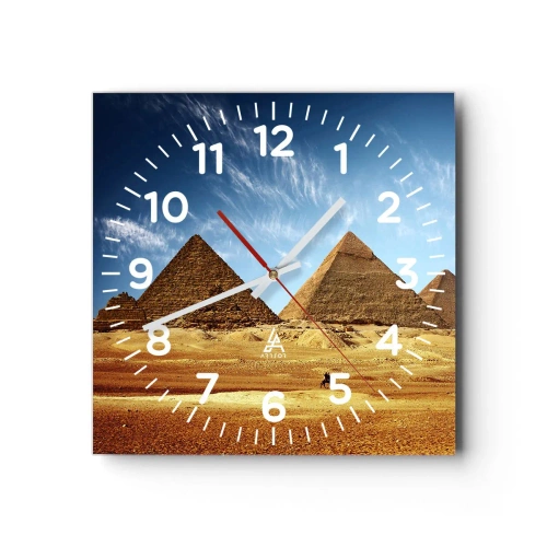 Relógio de parede - Relógio em vidro - 40 séculos vos contemplam - 40x40 cm