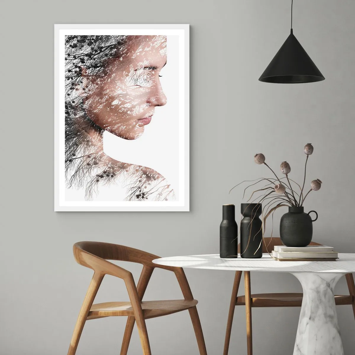 Pôster em moldura branca - Espírito da floresta - 61x91 cm
