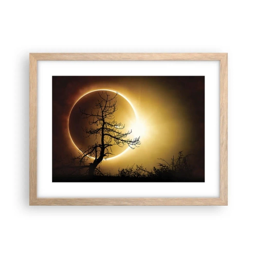 Pôster com moldura de carvalho claro - Eclipse total - 40x30 cm