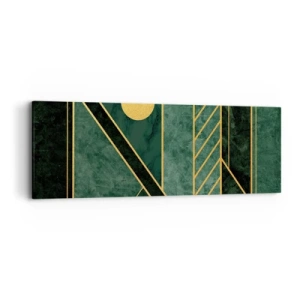 Quadro em tela - A dinâmica do ouro e do azul - 90x30 cm