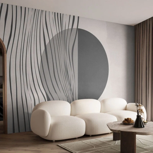 Papel de Parede Premium Canvas - Composição da metade - Abstração, Pedaço, Preto e branco - 500x350 cm