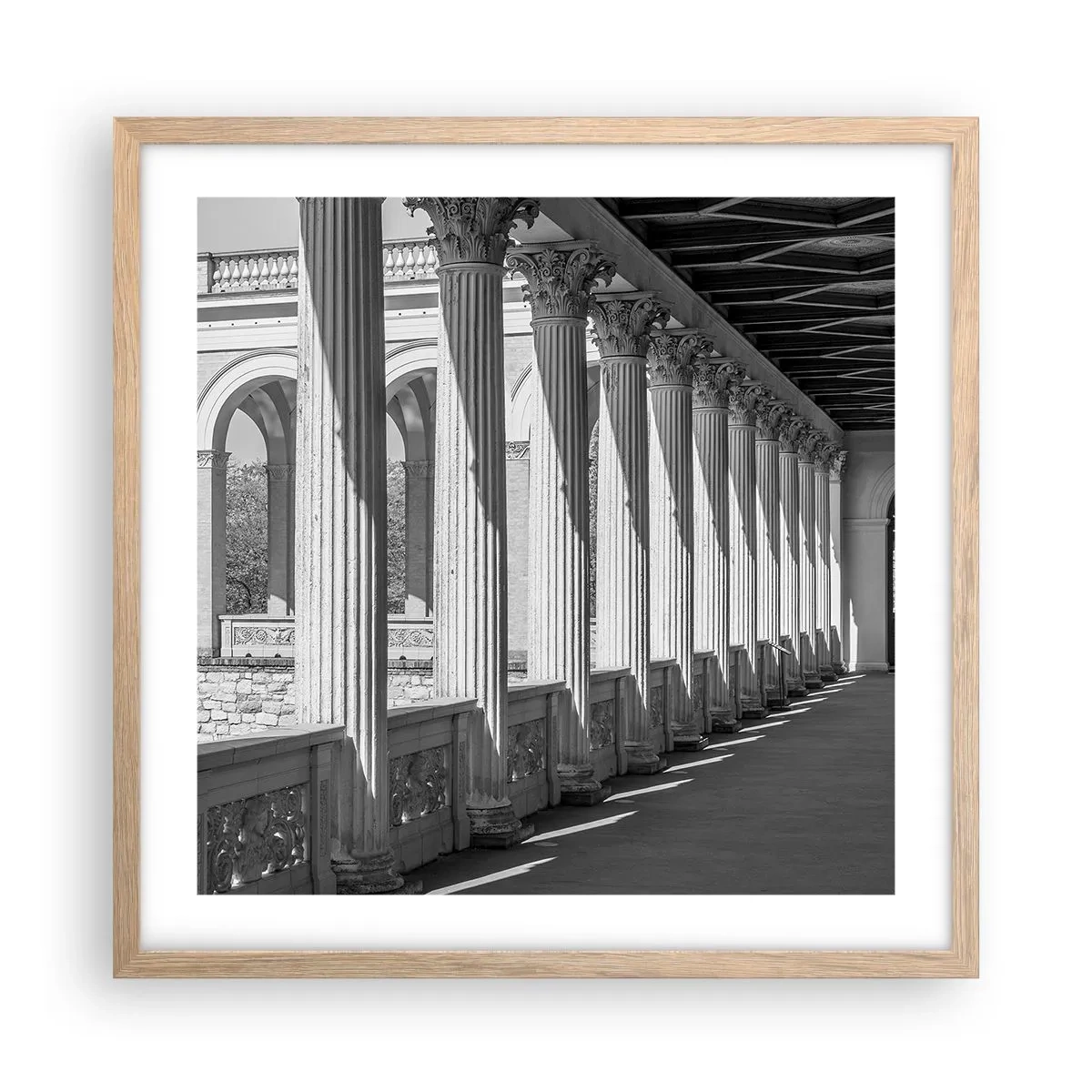 Pôster com moldura de carvalho claro - Arcada ensolarada - 50x50 cm