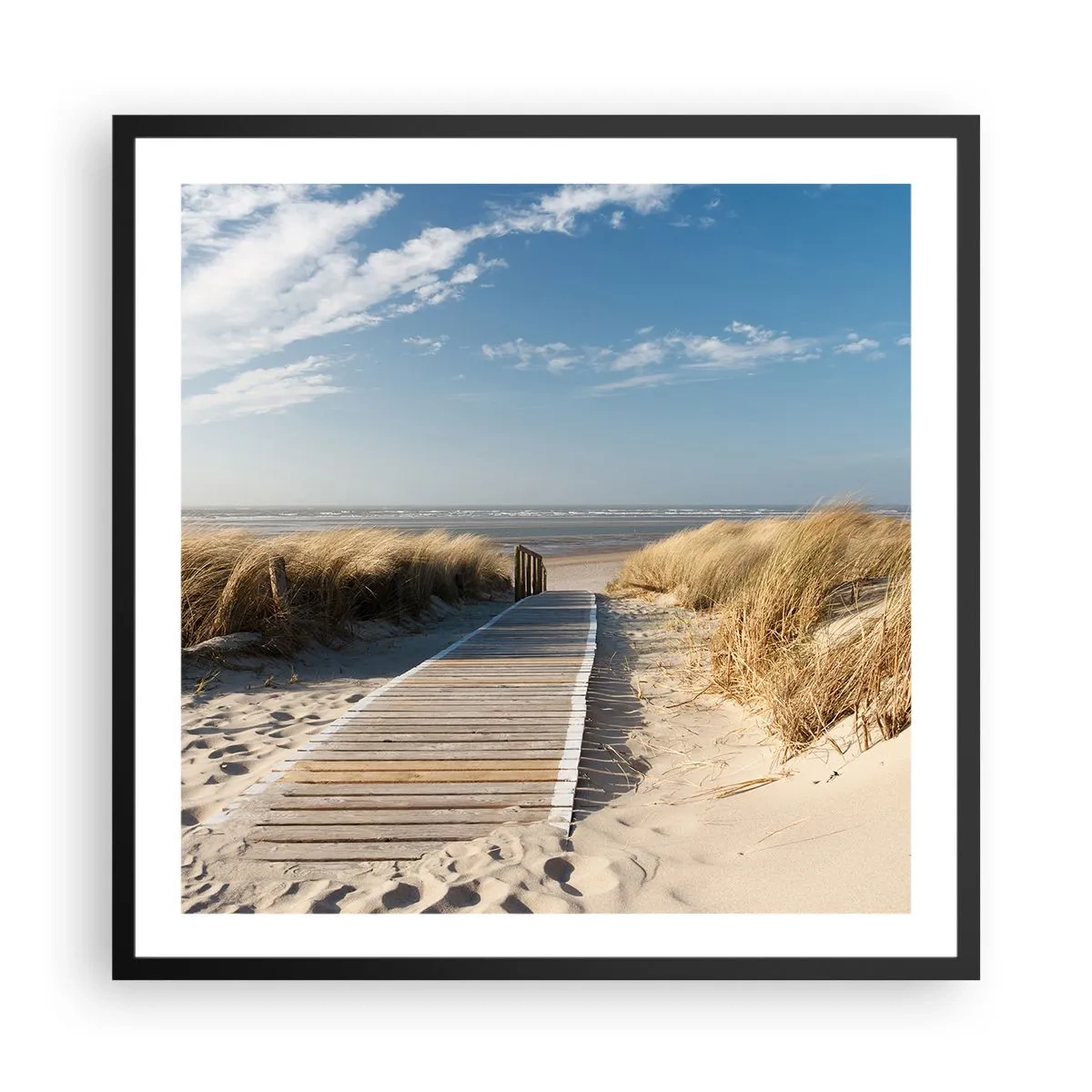 Pôster com moldura preta - Atrás da duna, ao som da relva - 60x60 cm
