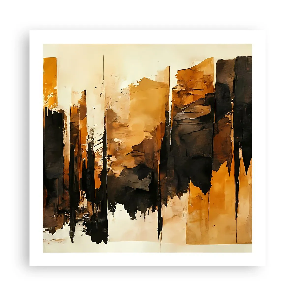 Pôster - Harmonia de preto e dourado - 60x60 cm
