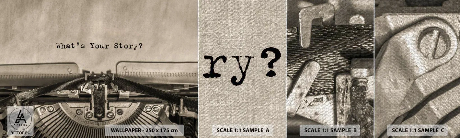 Amostra de papel de parede Premium Canvas - Conta-me - Máquina de espuma, Vintage, Retrô - 100x30 cm