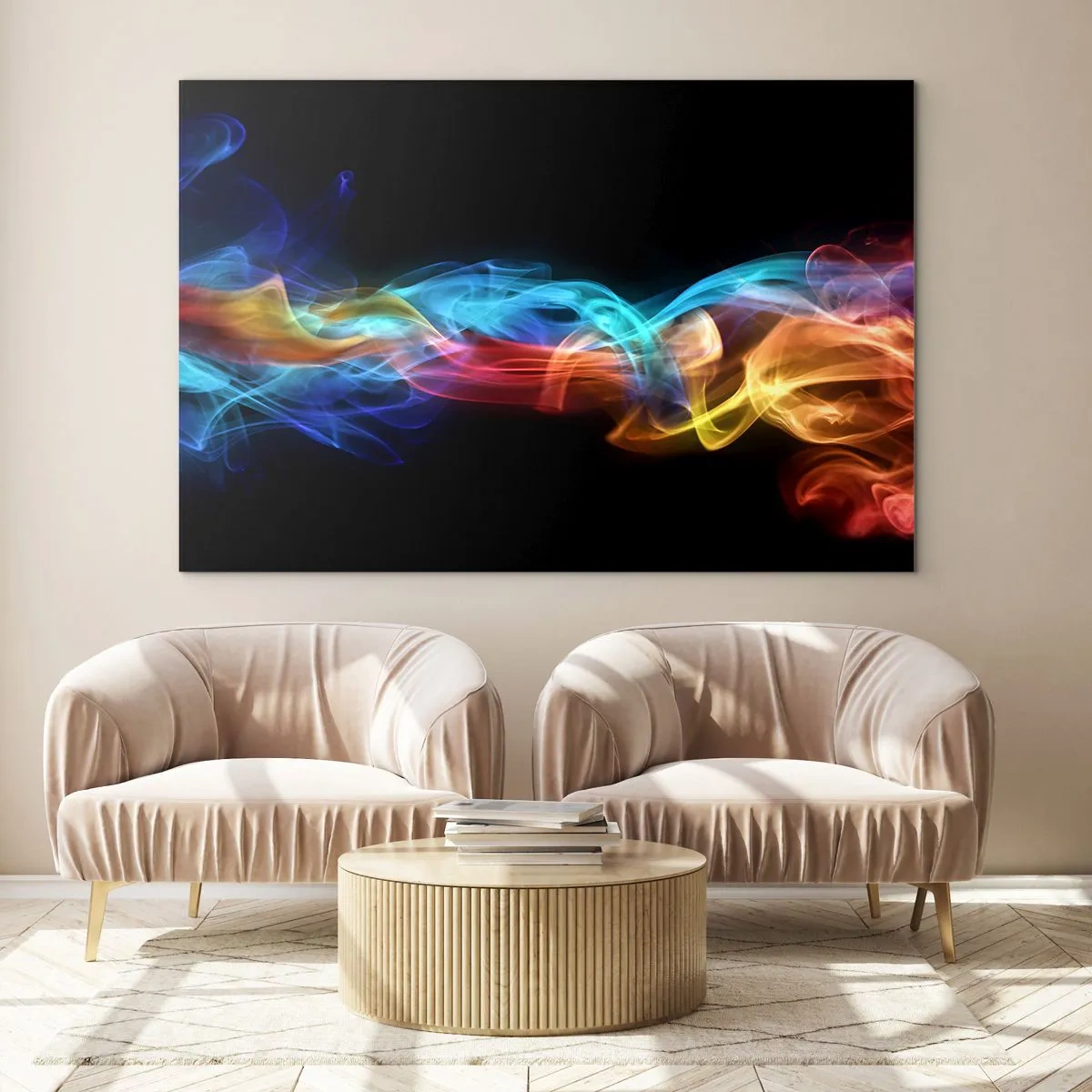 Quadro em vidro - Dança da névoa em arco-íris - 120x80 cm