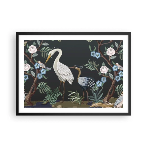 Pôster com moldura preta - Desfile de pássaros - 70x50 cm