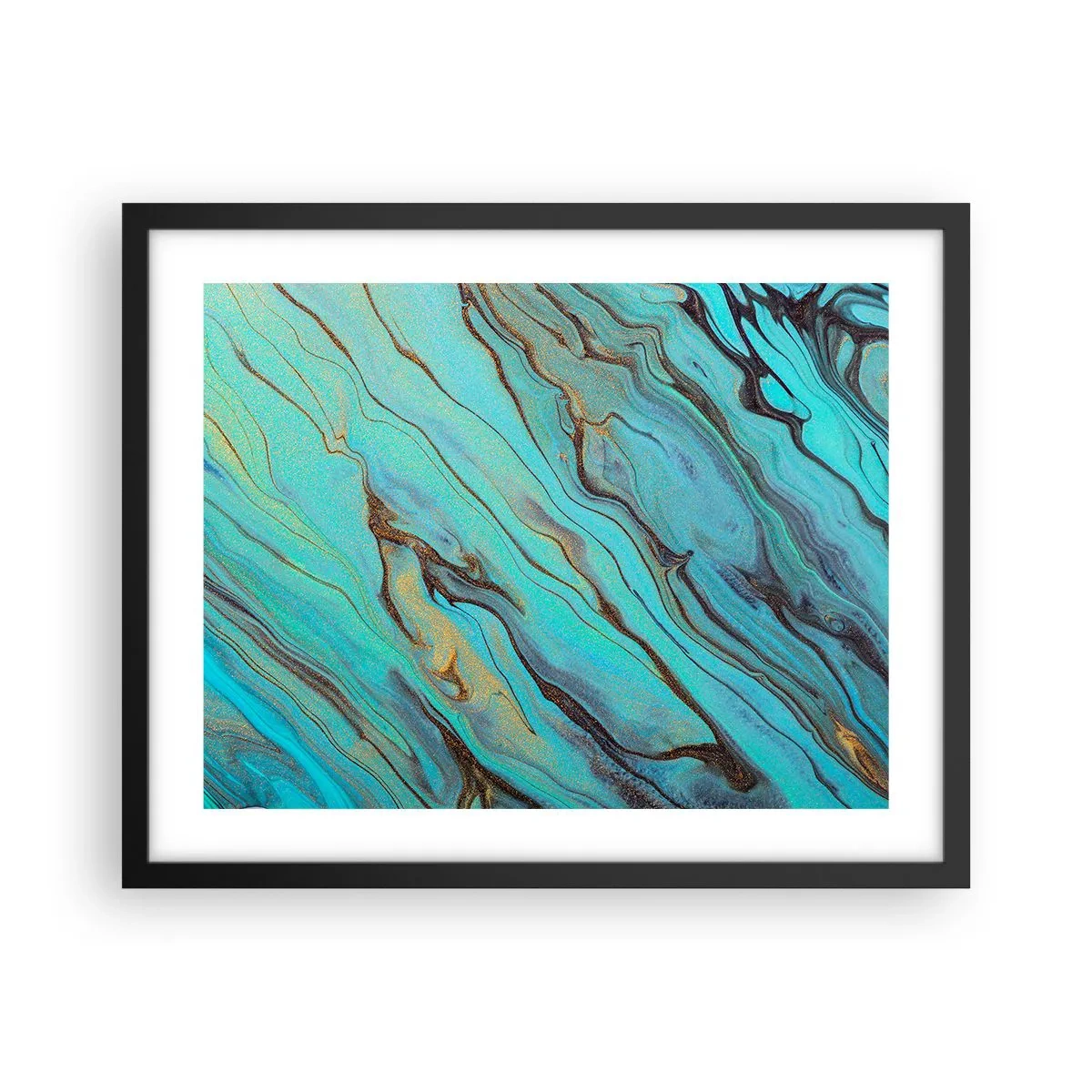 Pôster com moldura preta - Maré Turquesa - 50x40 cm