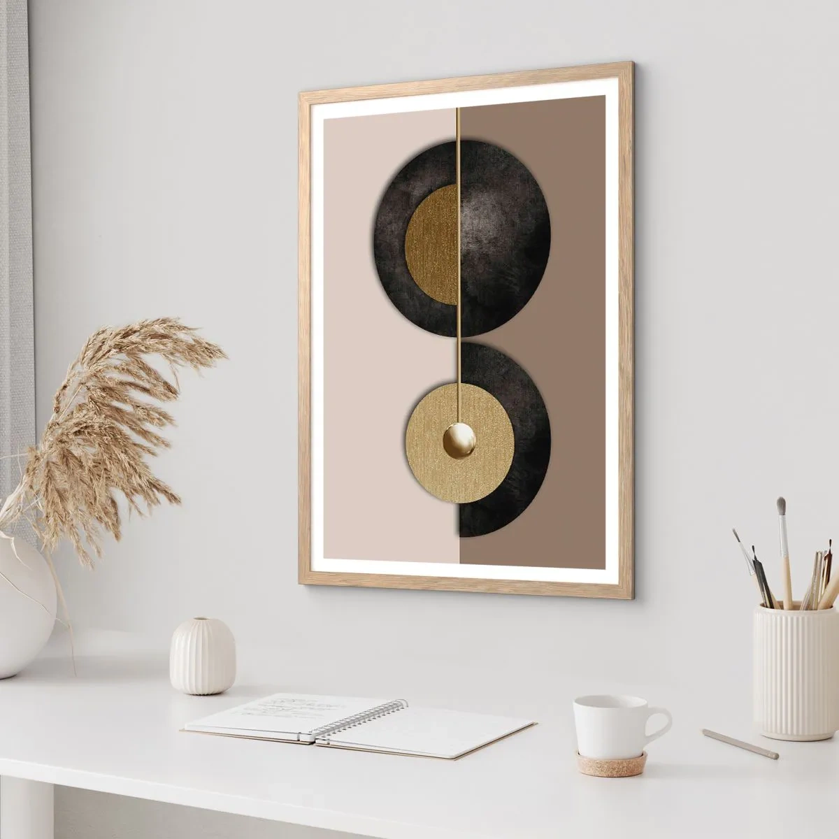 Pôster com moldura de carvalho claro - Variações ao redor do círculo - 61x91 cm