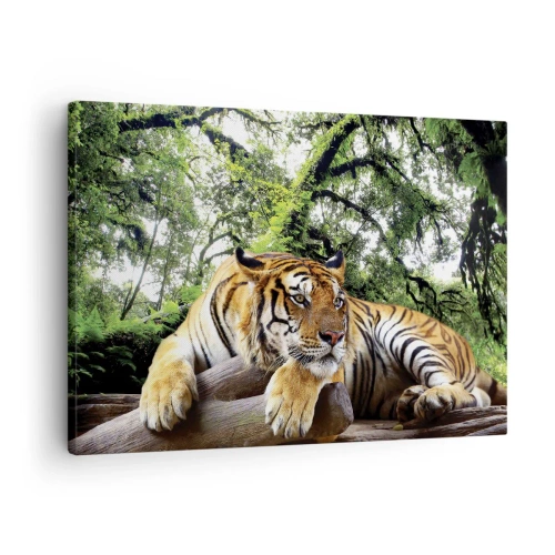 Quadro em tela - Um tigre descansando em uma floresta tropical - 70x50cm - Com os melhores cumprimentos - Decoração de parede moderna para a sala de estar e quarto ARTTOR