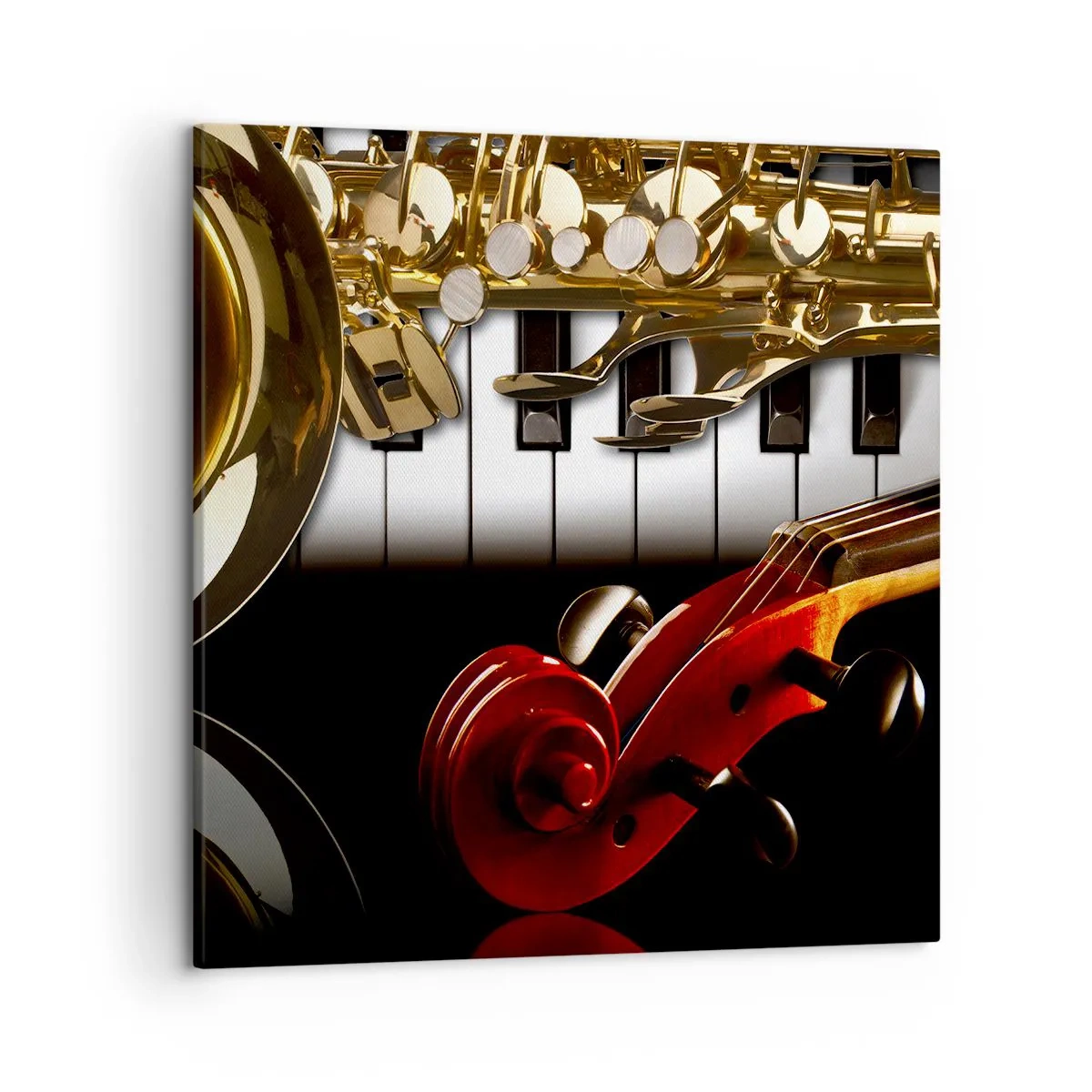 Quadro em tela - Metal, madeira e marfim - 50x50 cm